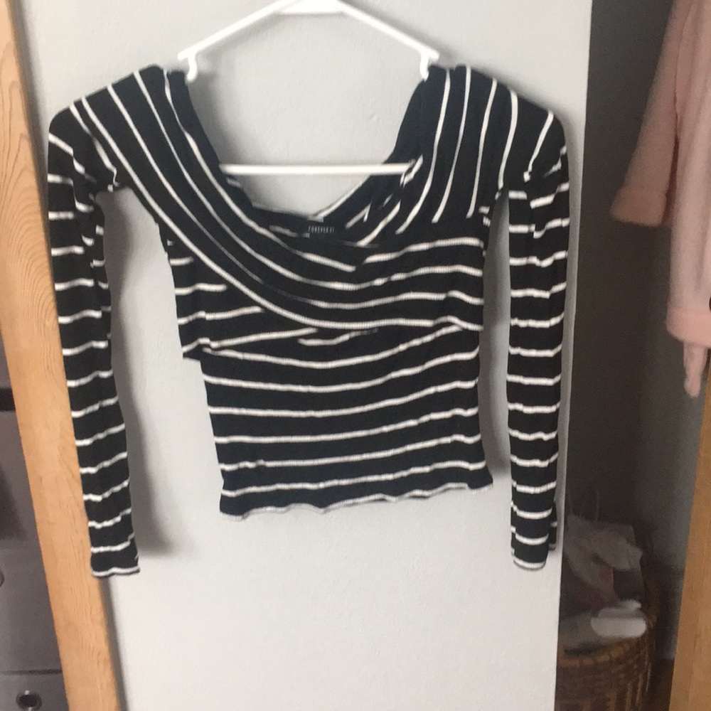 Striped off the shoulder shirt
